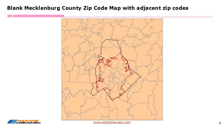 Mecklenburg Charlotte Zip Code Map - Editable PowerPoint Maps