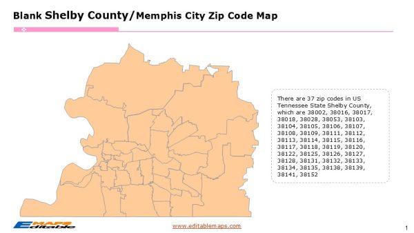 Memphis zip code map - Editable PowerPoint Maps